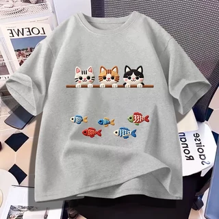D1375เสื้อยืดแขนสั้น ผ้านุ่มยืดได้ใส่สบายฯ ลายแฟชั่นนานาชาติ ปลีก-ส่ง