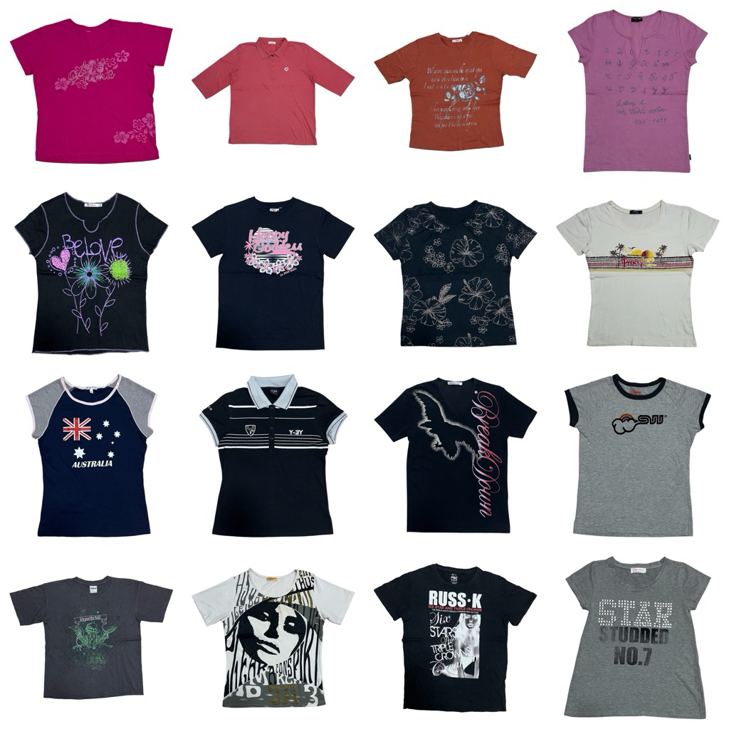 [ Lot 14 ] part 1/4 เสื้ิอยืดมือสอง y2k วินเทจ ชบา 🌺🪼🫧 |🎱🎧