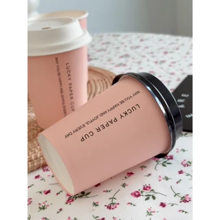 **Pre-orderสินค้าเข้า19เดือนนี้**ขายดี ✅ 50 ใบ แก้วกระดาษสีชมพูพร้อมฝา 8oz / 12oz แก้วกาแฟใช้แล้วทิ้ง สำหรับชงชา กาแฟ