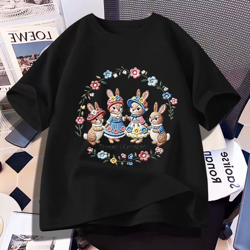 D1374เสื้อยืดแขนสั้น ใส่ได้ทั้งชายและหญิง ลายแฟชั่นสวย