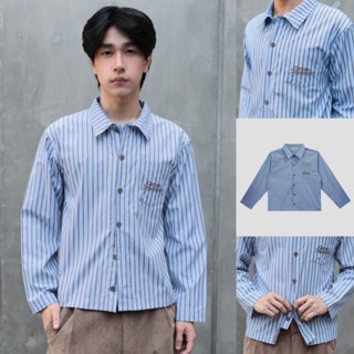 Garcon.dept | Double-layered button placket striped shirt | …