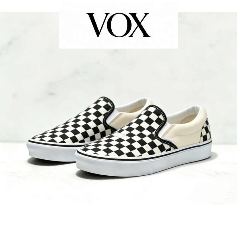 CLASSICS Slip-On Checkerboard รองเท้าผ้าใบ รองเท้าสเก็ตบอร์ด รองเท้าสลิปออนผ้าใบแฟชั่นทรงคลาสสิค ลายหมากรุก ไซส์36-45