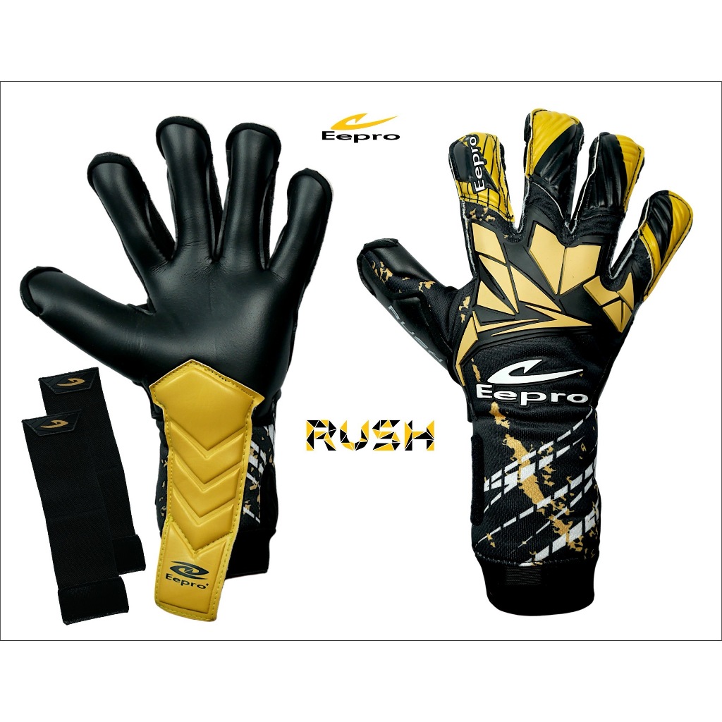Eepro(อีโปร)ถุงมือผู้รักษาประตู Eepro RUSH รหัส EG1004 ถุงมือประตูมีฟิงเกอร์เซฟ 4 นิ้วถอดได้ ขนาด Si