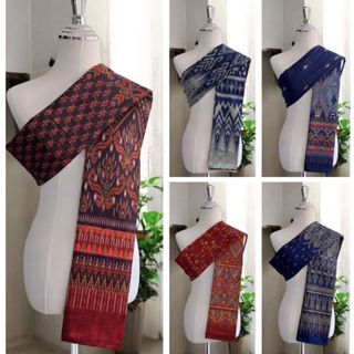 สไบผ้าฝ้ายพิมพ์ลายไทยหมักโคลน เนื้อผ้าเกรดA ขนาดกว้าง 5 นิ้ว…