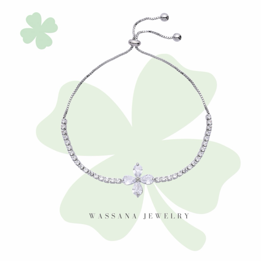 wassana.jewelry สร้อยแขนรุ่น Clover diamond freesize (13-25cm)
