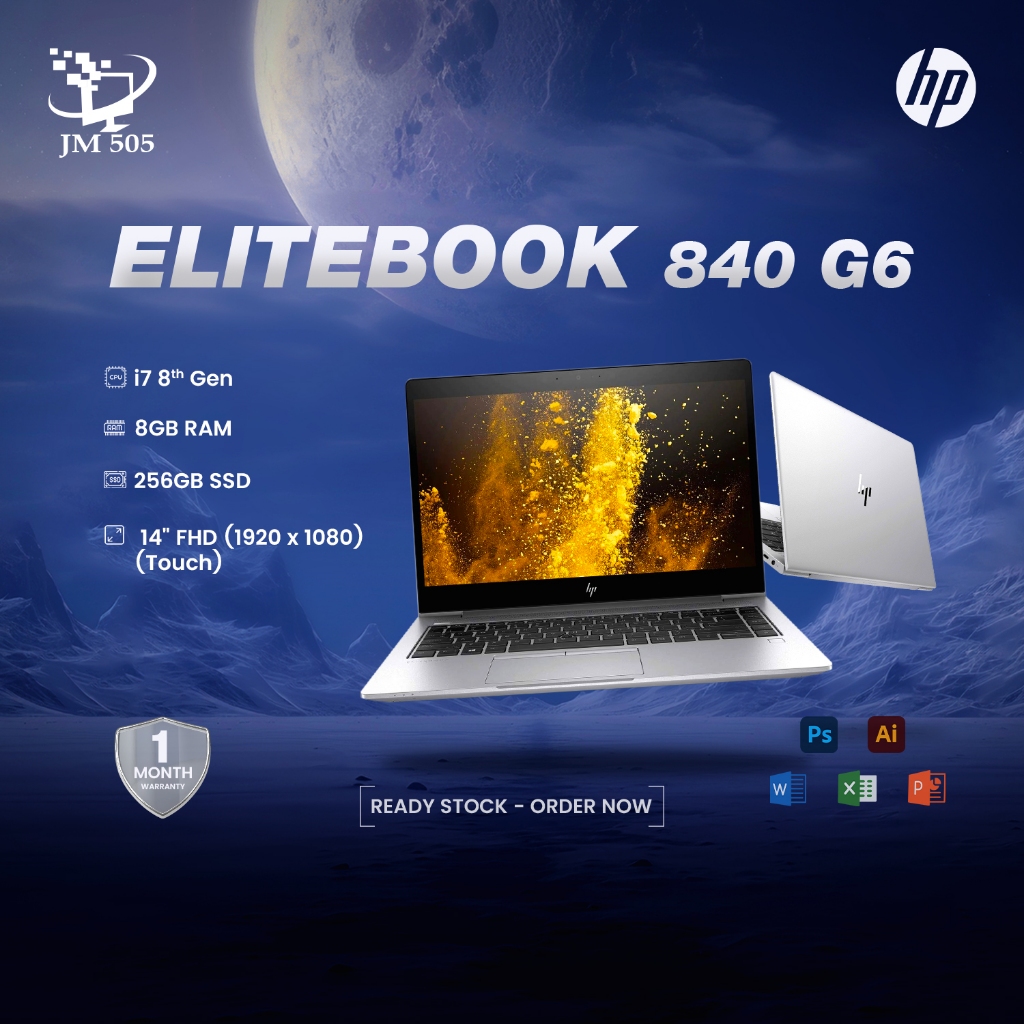 [2nd Hand] HP EliteBook 840 G6 — Core i7-8th Gen / 8GB / 256GB SSD / 14” FHD IPS Touch