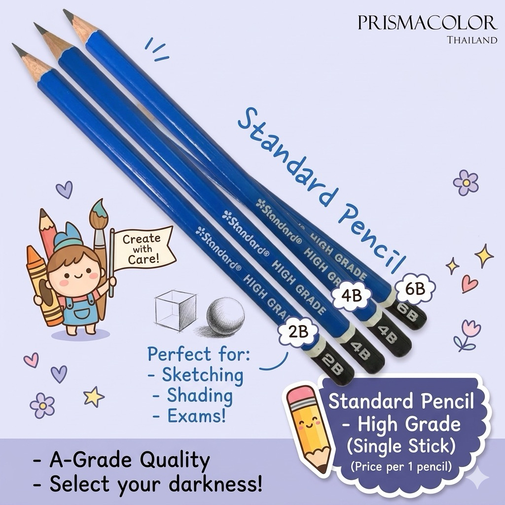 ดินสอไม้ Standard แยกแท่ง | 2B/4B/6B ร่างแบบ แรเงา