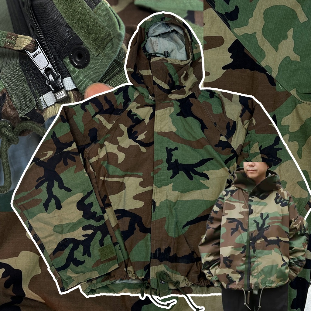 แจ็คเก็ตวินเทจ USGI Chemical Protective Overgarment M81 Woodland Camo - Military  แจ็คเก็ตทหาร มี 1ต