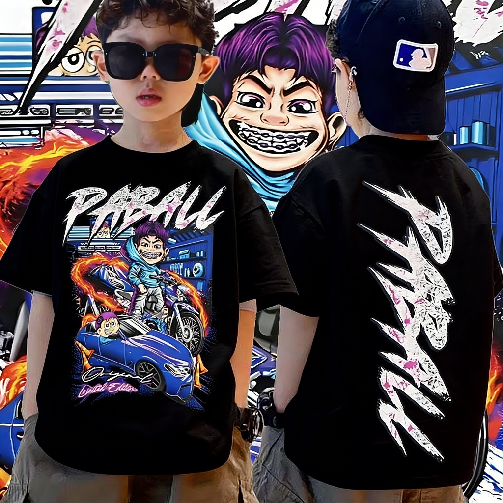 พร้อมส่ง&COD Children's T-shirtใหม่พร้อมส่ง เสื้อยืดเด็กป๋าบอล พิมพ์ลาย ผ้าCotton ใส่ได้ ทั้ง ชาย ใส