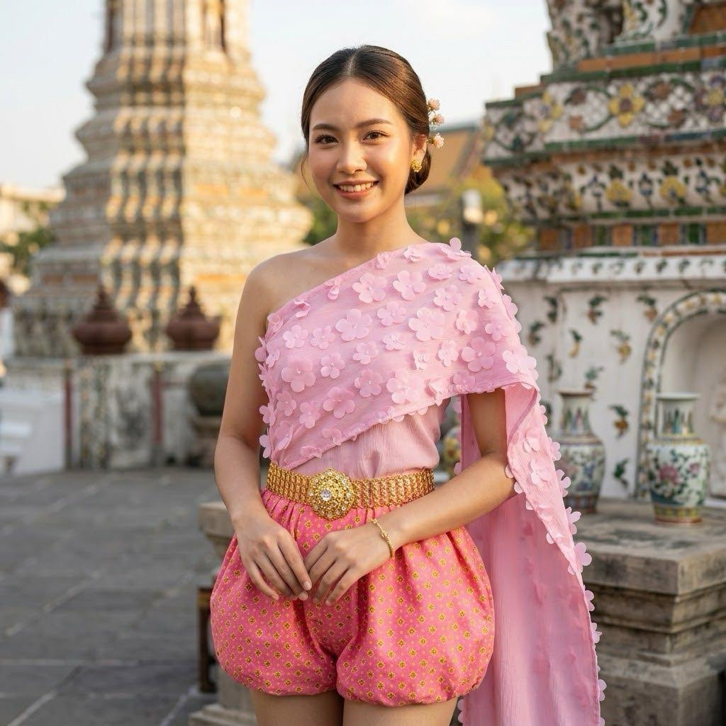 เสื้อสไบดอกไม้ใหญ่ปักนู้น 3 มิติ ดีไซน์เรียบหรู ผ้าใส่สบาย ให้ลุคสุภาพแต่ดูมีระดับ สงกรานต์นี้ต้องมี งานจริงสวยมาก