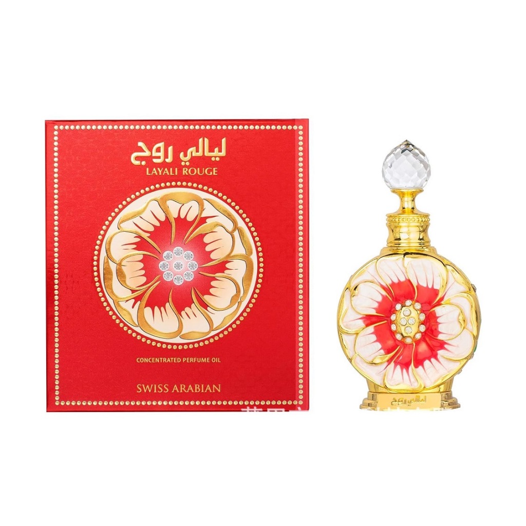 น้ำหอม SWISS ARABIAN Layali Rouge Perfume 15 ml หอมนุ่มนวล ด้วยกลิ่นดอกไม้ พีช เลม่อนและกุหลาบ
