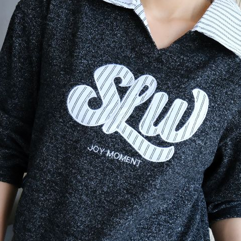 Lawyer Store 930923 เสื้อสเวตเตอร์ แขนยาว ปกริ้ว SLW JOY รูปที่ 7