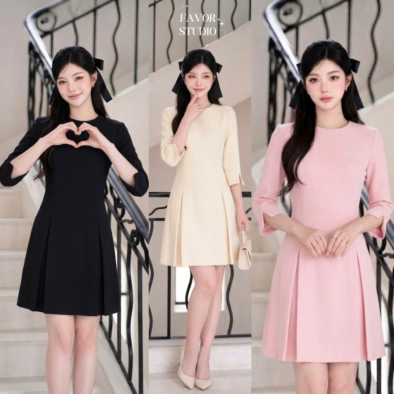 เติมสินค้าแล้ว❤️‍🔥【S-4XL】เดรสทรงเอพรางหุ่น แขน 3 ส่วน สุภาพทุกองศา เดรสใส่ทำงาน เดรสสาวอวบ เดรสสาวพลัสไซส์ พร้อมส่ง💫