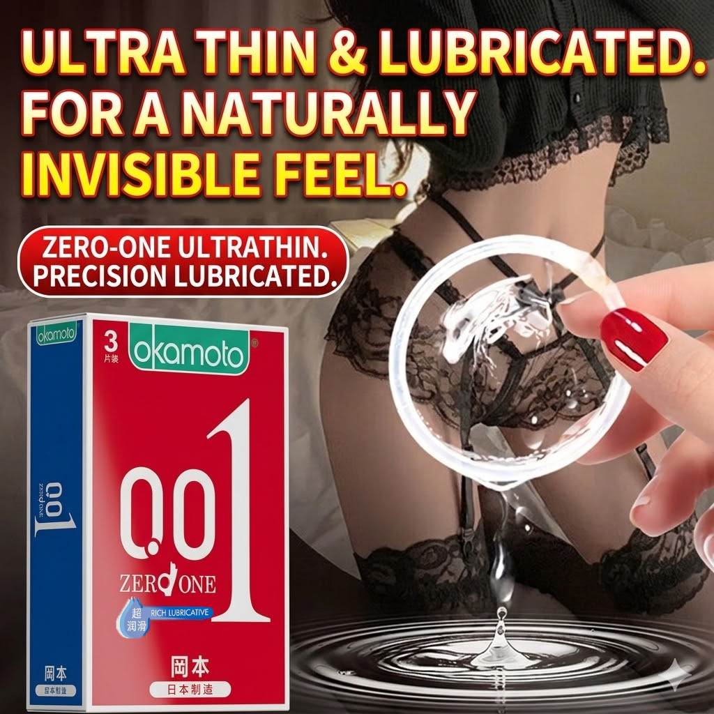 ถุงยางอนามัย Okamoto 001 Zero One คุณภาพแท้จากญี่ปุ่น บางละเอียดอ่อน 3 ชิ้น