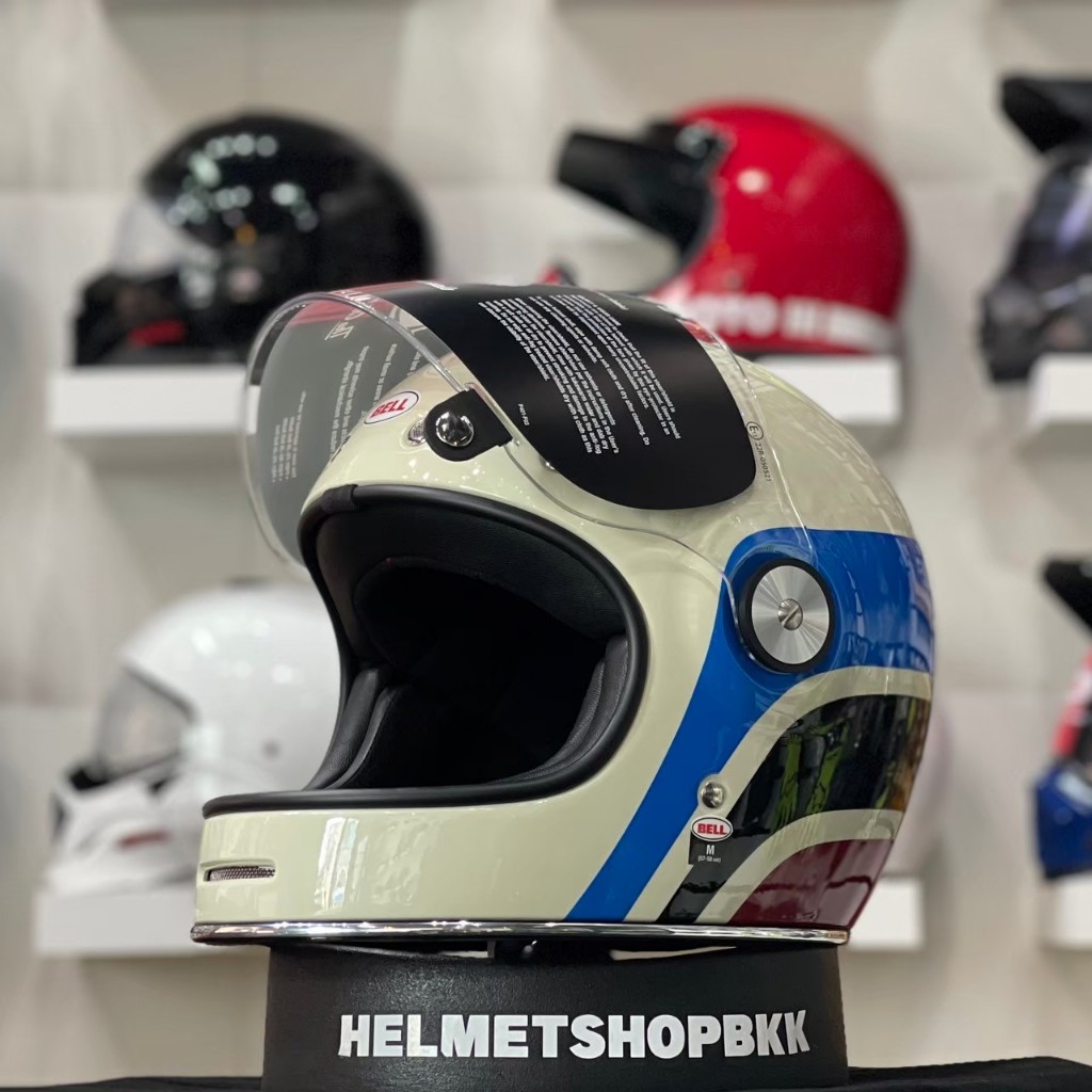 หมวกกันน็อค BELL BULLITT SPEEDWAY GLOSS VINTAGE WHITE BLUE