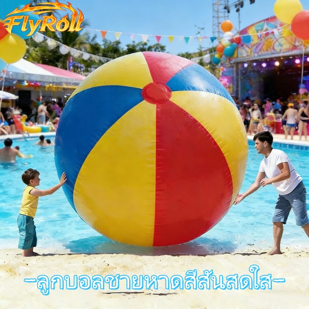 🏖️ลูกบอลชายหาดขนาดใหญ่ 130/150ซม. วอลเลย์บอลน้ำ PVC หนา 3สี สวยทนทาน