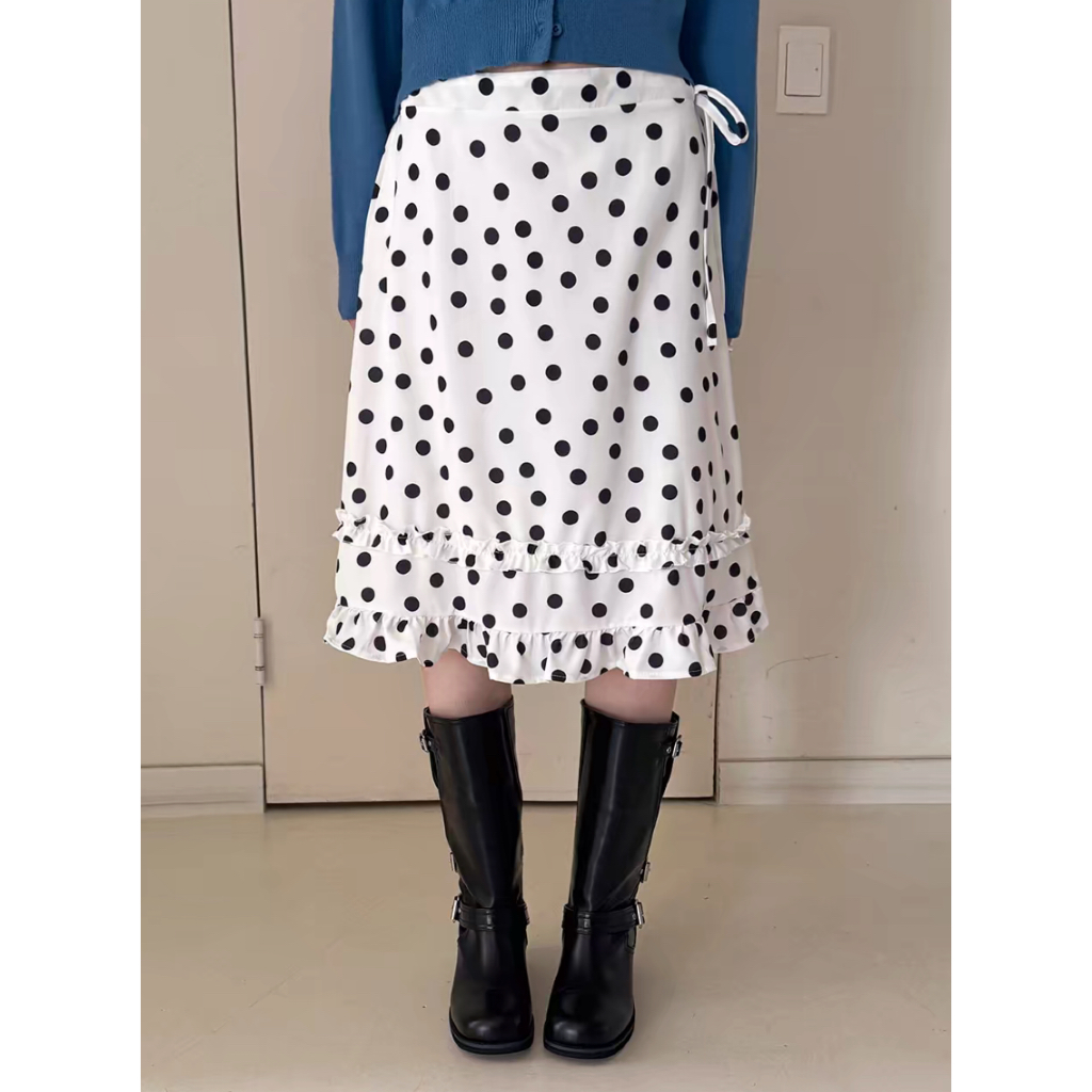 Polka Pop Skirt - Mooonbeam.co - กระโปรงลายจุดชายระบาย