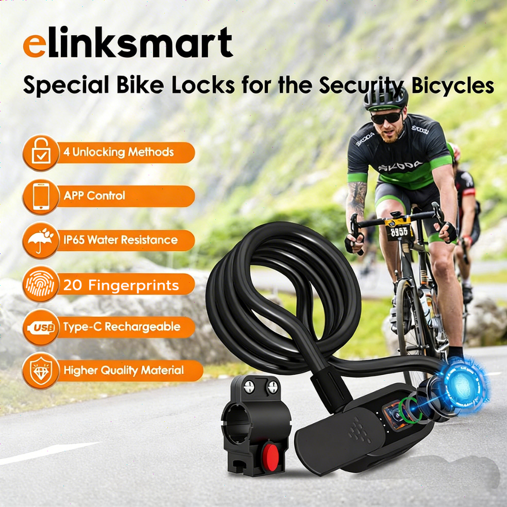 Bike Lock ล็อคจักรยานแบบลายนิ้วมือพร้อมกุญแจ ล็อคแบบบลูทูธดิจิทัลอิเล็กทรอนิกส์อัจฉริยะแบบทนทานป้องกันการโจรกรรม
