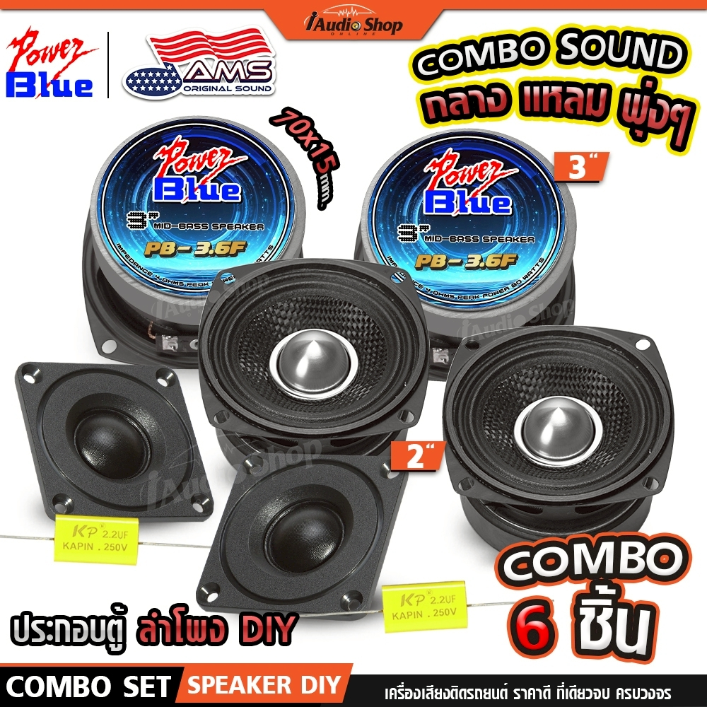 POWER BLUE ลำโพงเสียงกลาง มิดเบส 3นิ้ว ลำโพงมิดเบส ลำโพงDIY เสียงแหลม ดอกแซ็ก PB-3.6F iaudioshop