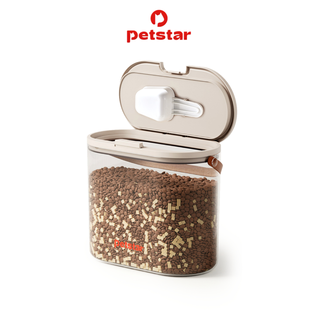 Petstar ถังเก็บอาหารสัตว์ 6 ลิตร กล่องใส่อาหาร ฝาแน่น กันความชื้น แถมที่ตัก ไม่ขึ้นรา Food Storage