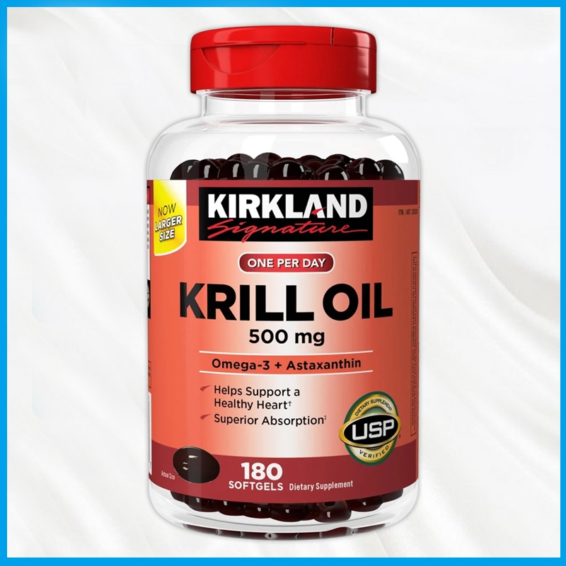 (Exp.07/2027)Kirkland Signature Krill Oil 500 Mg 180 Softgels