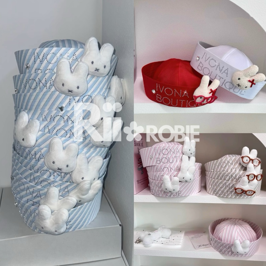 พร้อมส่ง/ส่งด่วน! 🎀 Riirobie.bkk | Miffy Sailor hat หมวกกะลาสีแต่งเพรช+ตุ๊กตาmiffy🐰