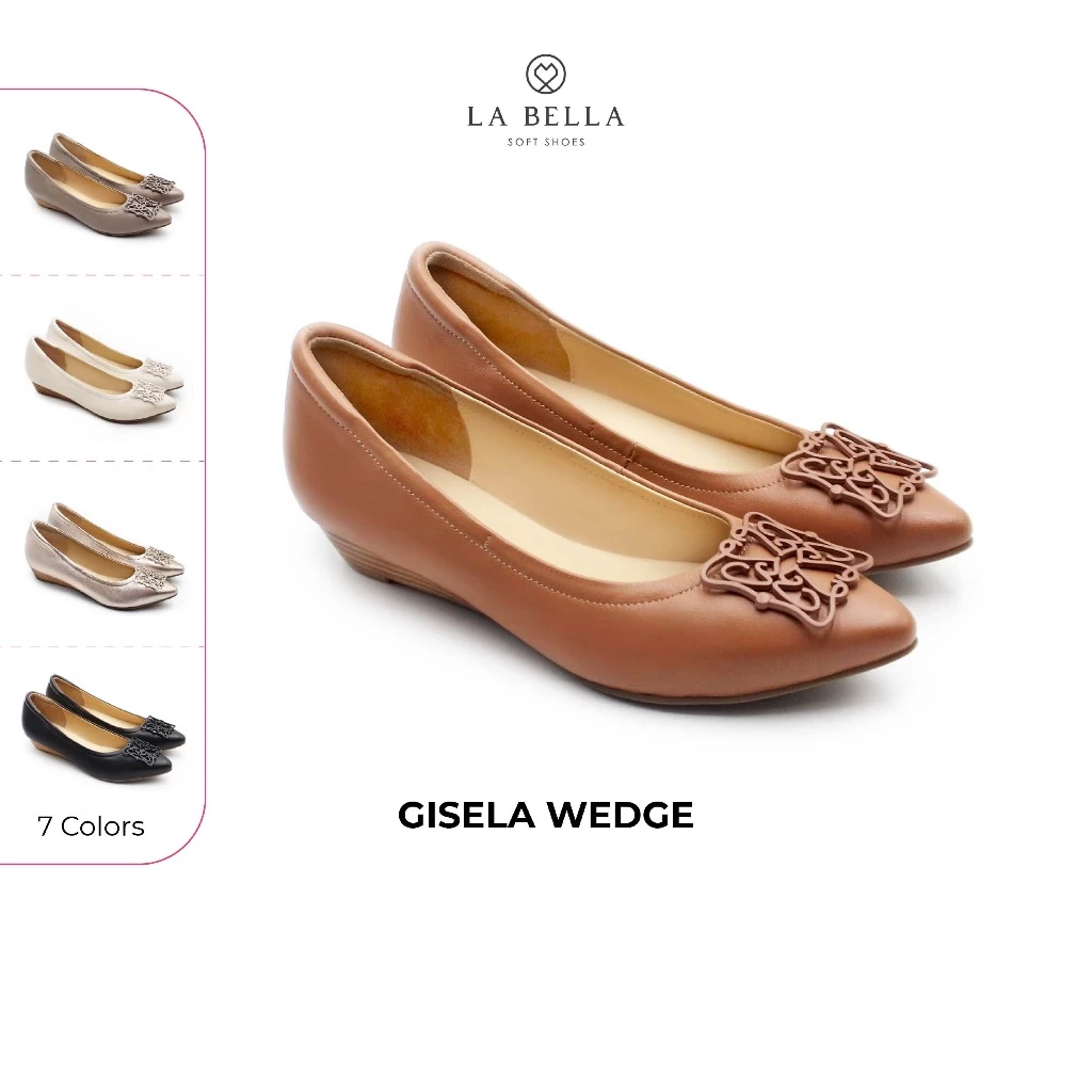 LA BELLA รองเท้าคัชชูส้นตึกหนังแกะ รุ่น GISELA WEDGE 7 สี