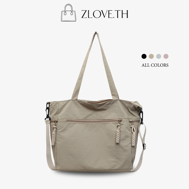 ZLOVE กระเป๋าสะพายสุภาพสตรี ความจุสูง สไตล์ญี่ปุ่น เรียบง่ายสบาย ไนลอน สามารถสะพายเฉียงได้