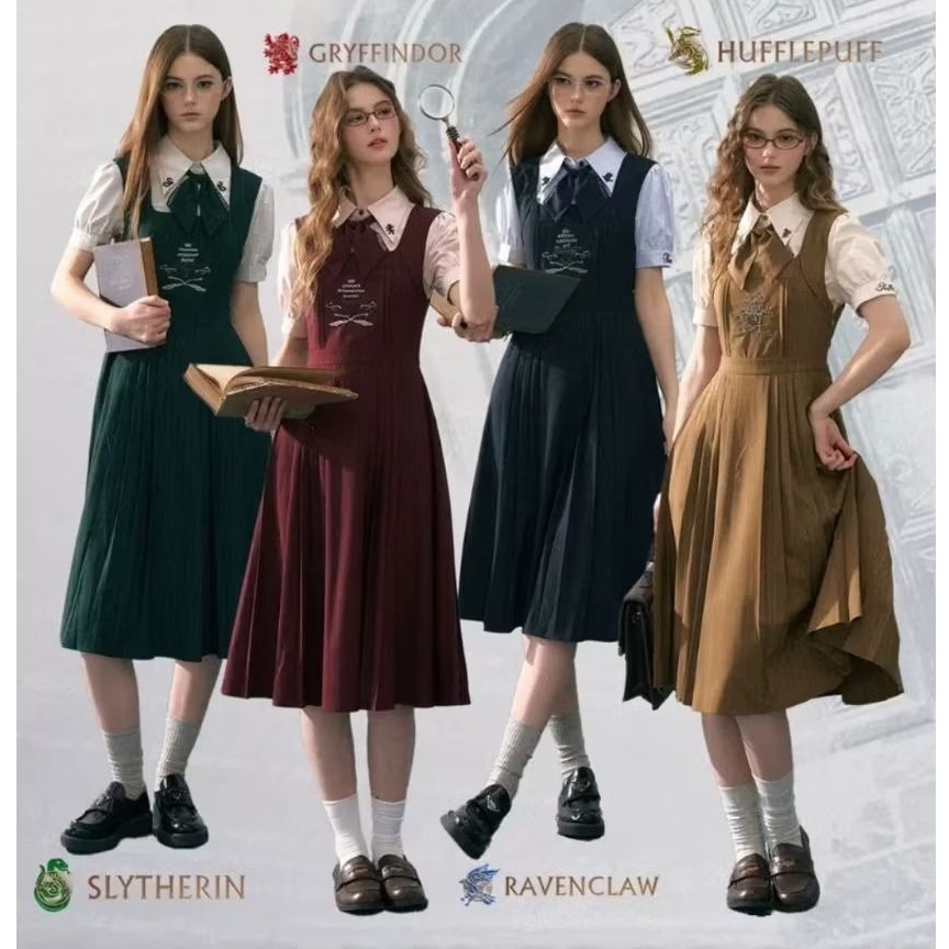 [มีพร้อมส่ง/Pre-order]Kyouko x Harry Potter ชุดเดรสยาวปานกลาง เสื้อผ้าสไตล์อังกฤษ แฮรี่พอตเตอร์ 2025