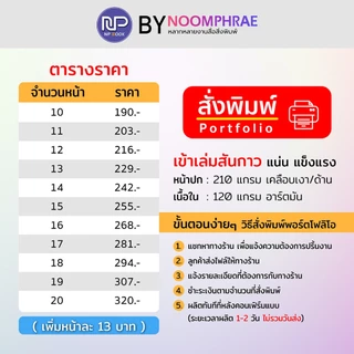 ปริ้นพอร์ตโฟลิโอ Portfolio คุณภาพสูง กระดาษอาร์ตมัน ระบบดิจิตอลออฟเซ็ท พร้อมเข้าเล่ม