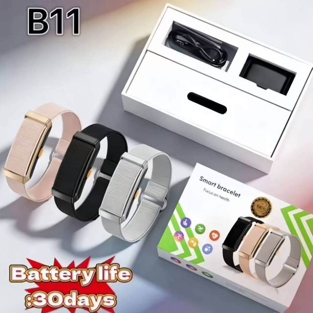 ZMZ นาฬิกา Smartwatch รุ่น B11 กันน้ำ IP68 โหมดสุขภาพโดยตรง ไร้จอ วัดอัตราการเต้นหัวใจ การนอน โหมดกี