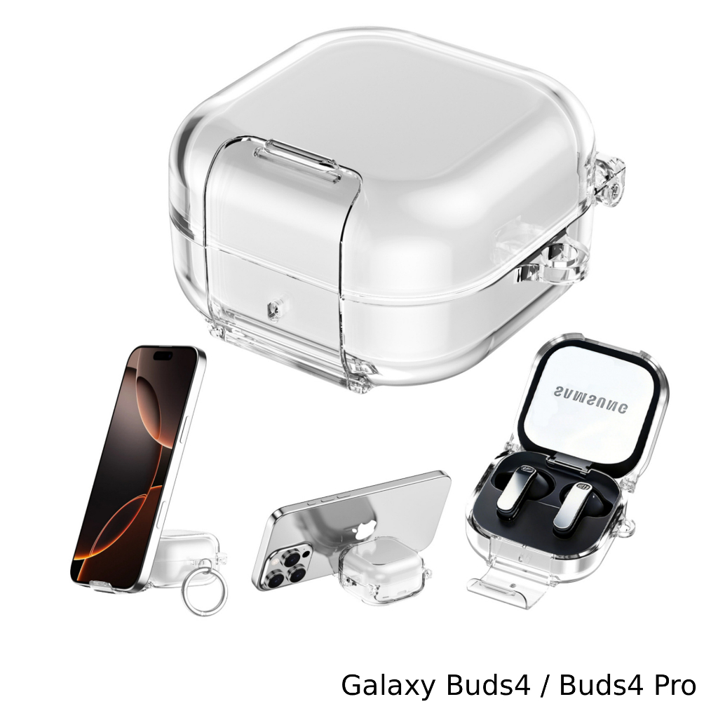 เคส Samsung Galaxy Buds4 / Buds4 Pro เคสใส เคสโปรงใส เคสแข็ง พร้อมที่คล้อง (Model.26-4)