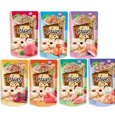 (โหล) Cattie Paws Rich อาหารเปียกแมว โปรตีนจากปลา ไม่เติมเกลือ (12x70g)*โปรดอ่านรายละเอียดก่อนสั่งซื้อ