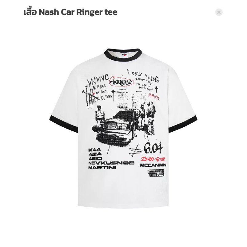 [พร้อมส่ง] Spenzer.street | Nash Car Ringer tee🖤โอเวอร์ไซส์ เสื้อผ้าสตรีท เนื้อผ้าดี คุณภาพเยี่ยม ทันกระแส 2025 ขายดี