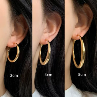 ต่างหูห่วงวงกลม S925 เงินแท้ Cold Style หรูเรียบสไตล์ Unisex เกาหลี