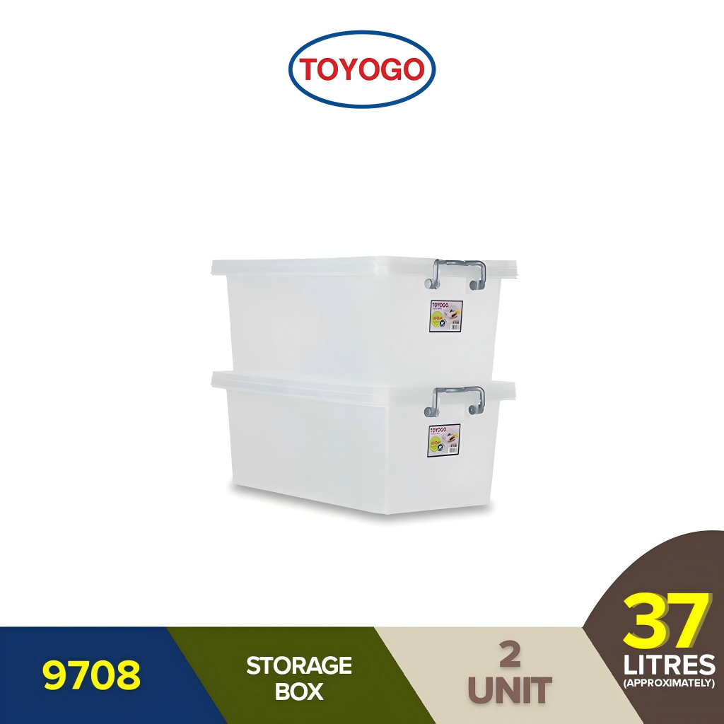 TOYOGO Storage Box with Lid - Translucent 9708 (37L) [2 units]
