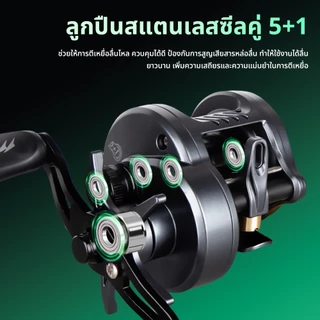 SeaHunter TURBO PRO DC รอกเบท รอกDC เบรกดิจิตอล 5+1BB แรงดึง 5KG อัตราทดเกียร์6.3:1 ตีไกล 155 กรัม ทรง กลม
