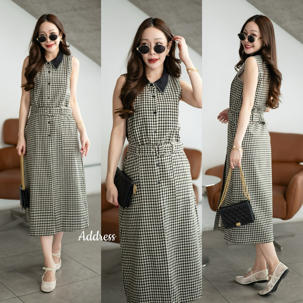 🌈🌿🌸🌼🌺🖤🇰🇷 Scott Black Collar Sleeveless Maxi Dress