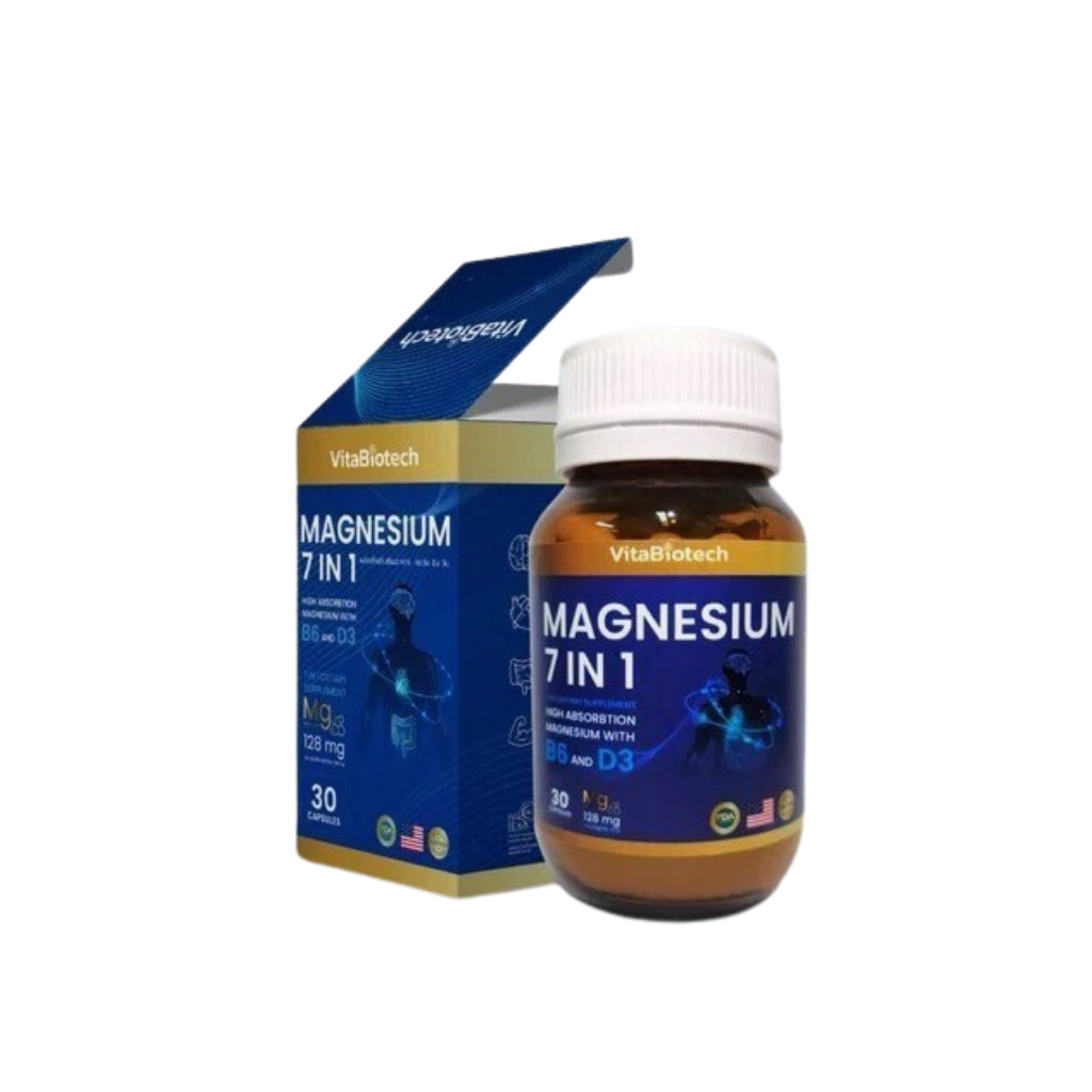 VitaBiotech Magnesium 7 in 1 - แมกนีเซียมรวม 7 ชนิด ช่วยนอนหลับ ลดความเครียด (1 กระปุก 30 แคปซูล)