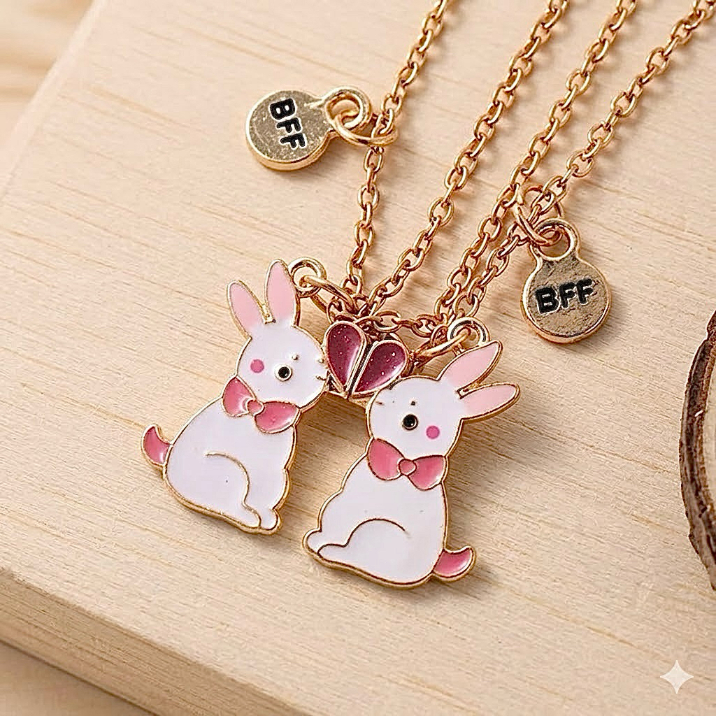 สร้อยคู่ 2 คน กระต่าย หัวใจ เป็นแม่หล็ก ติดกันได้ เสร้อยคู่รัก สร้อยใส่กับแฟน 2 คน สร้อยใส่คู่กับเพื่อน 2 คน ส่งจากไทย
