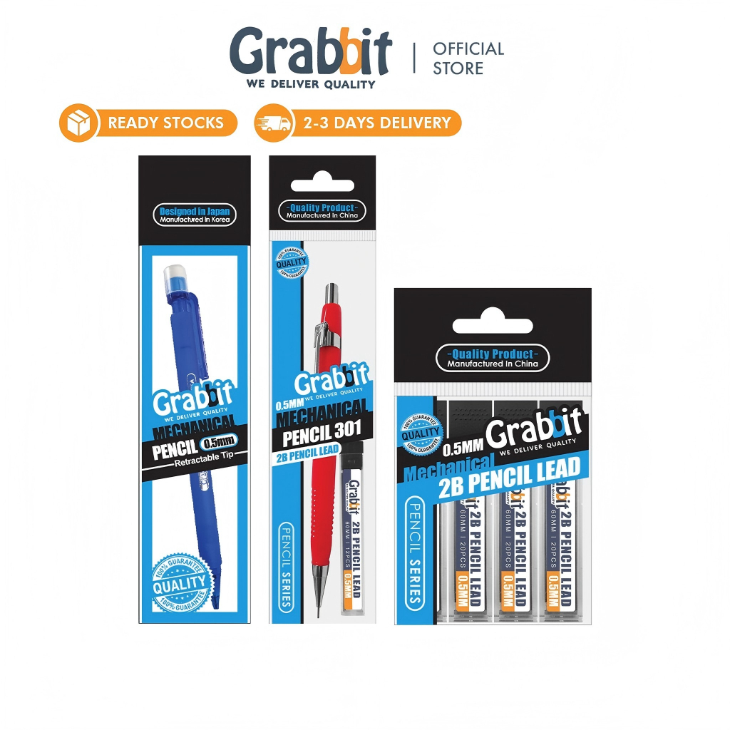 Grabbit Mechanical Pencil With 2B Pencil Lead (0.5mm)