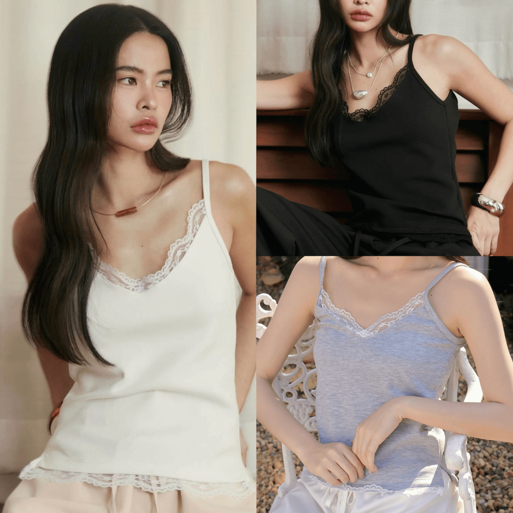 เสื้อสายเดี่ยวขอบลูกไม้ Allure lace top