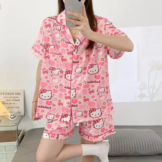 🔥พร้อมส่ง🔥 ชุดนอนผ้าไหมอิตาลี เเขนสั้น-ขาสั้น มีหลายลายให้เลือก ผ้าดี ฟรีไซส์ SS-2