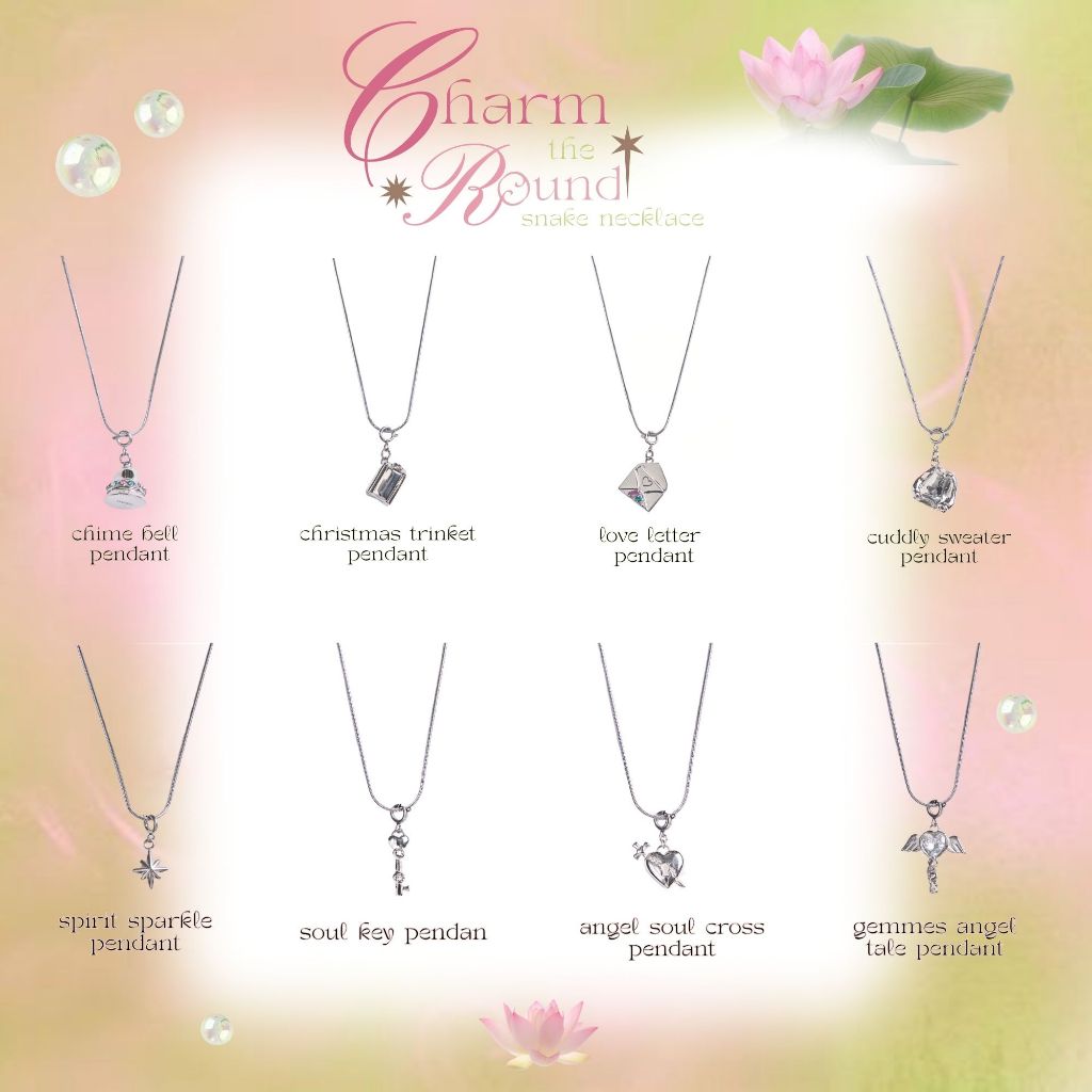 earika.earrings - round snake necklace with pendant (silver) จี้สร้อยคอพร้อมสร้อยคอ วัสดุสแตนเลส (stainless steel)