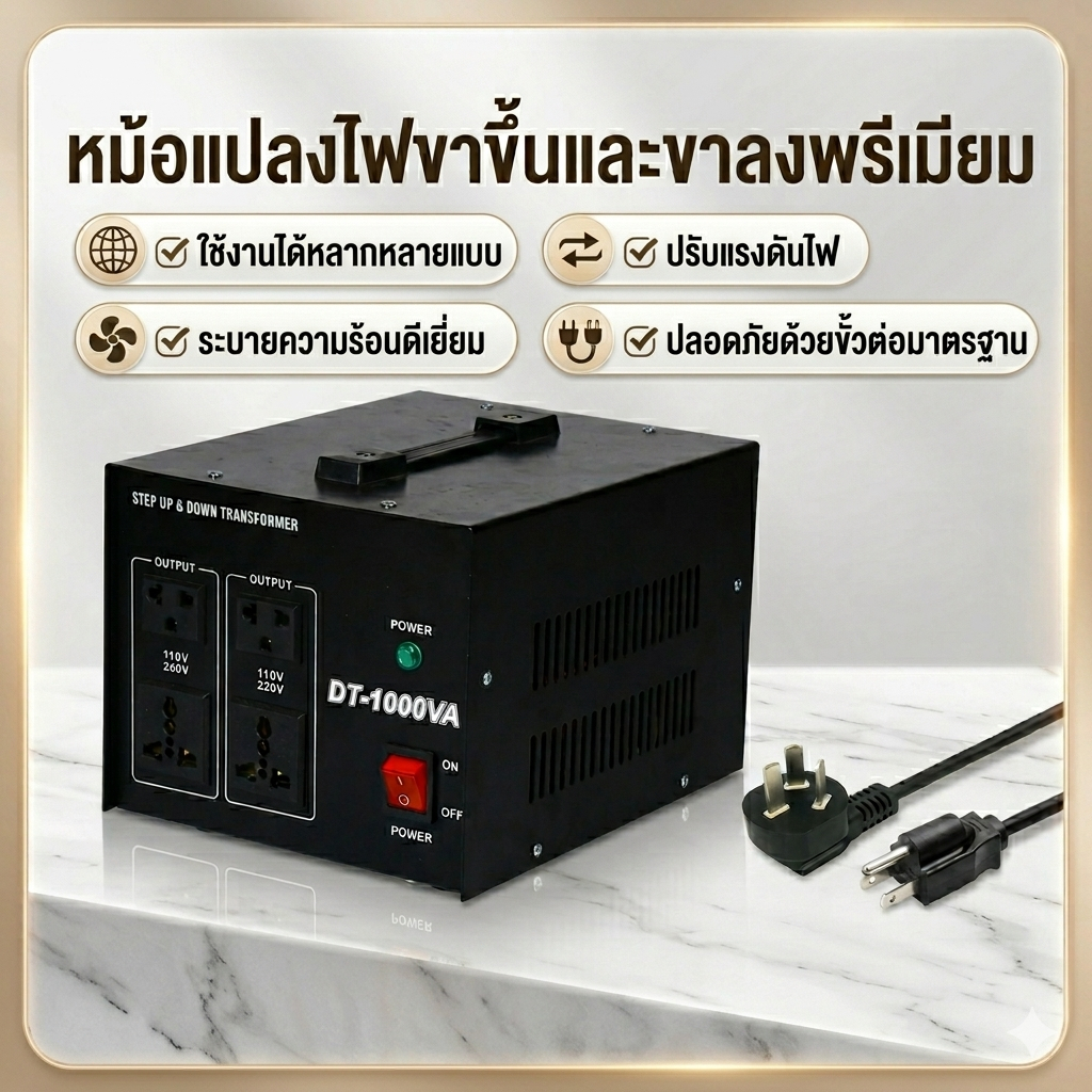 หม้อแปลง ตัวแปลงแรงดันไฟฟ้า 800W/500W/1000W/1500W หม้อแปลงไฟจาก 220V เป็น 110V หรือ110V-220V