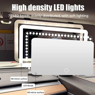 กระจกแต่งหน้ารถยนต์ LED ปรับแสงได้ 3 ระดับ พร้อมแผ่นบังแดดและหน้าจอสัมผัส กระจก HD วัสดุที่ทนต่อแรงกระแทก
