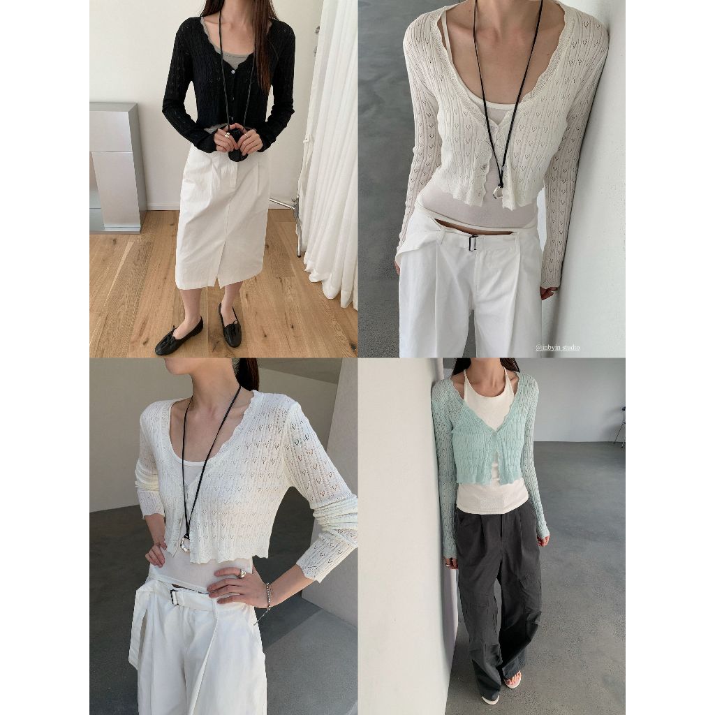 INBYIN - เสื้อแขนยาวผ้าร่องทรงครอปเอว CUDDLE KNIT CARDIGAN - I3596