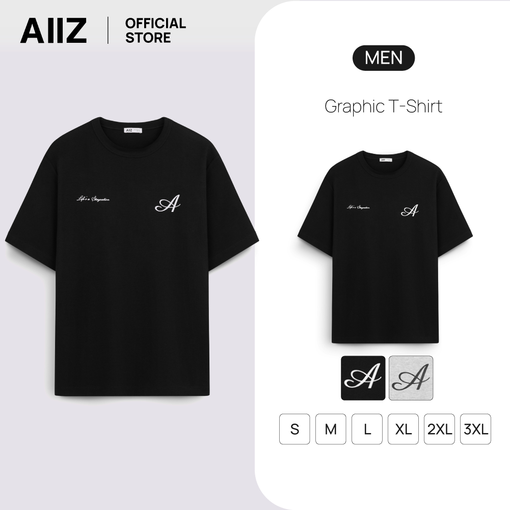 AIIZ (เอ ทู แซด) - AIIZ เสื้อยืดผู้ชายคอกลมแขนสั้นลายกราฟิก AIIZ Men's Graphic T-Shirt