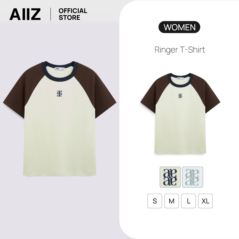 AIIZ (เอ ทู แซด) - AIIZ เสื้อยืดผู้หญิงแขนสั้น AIIZ Women’s Ringer T-Shirt