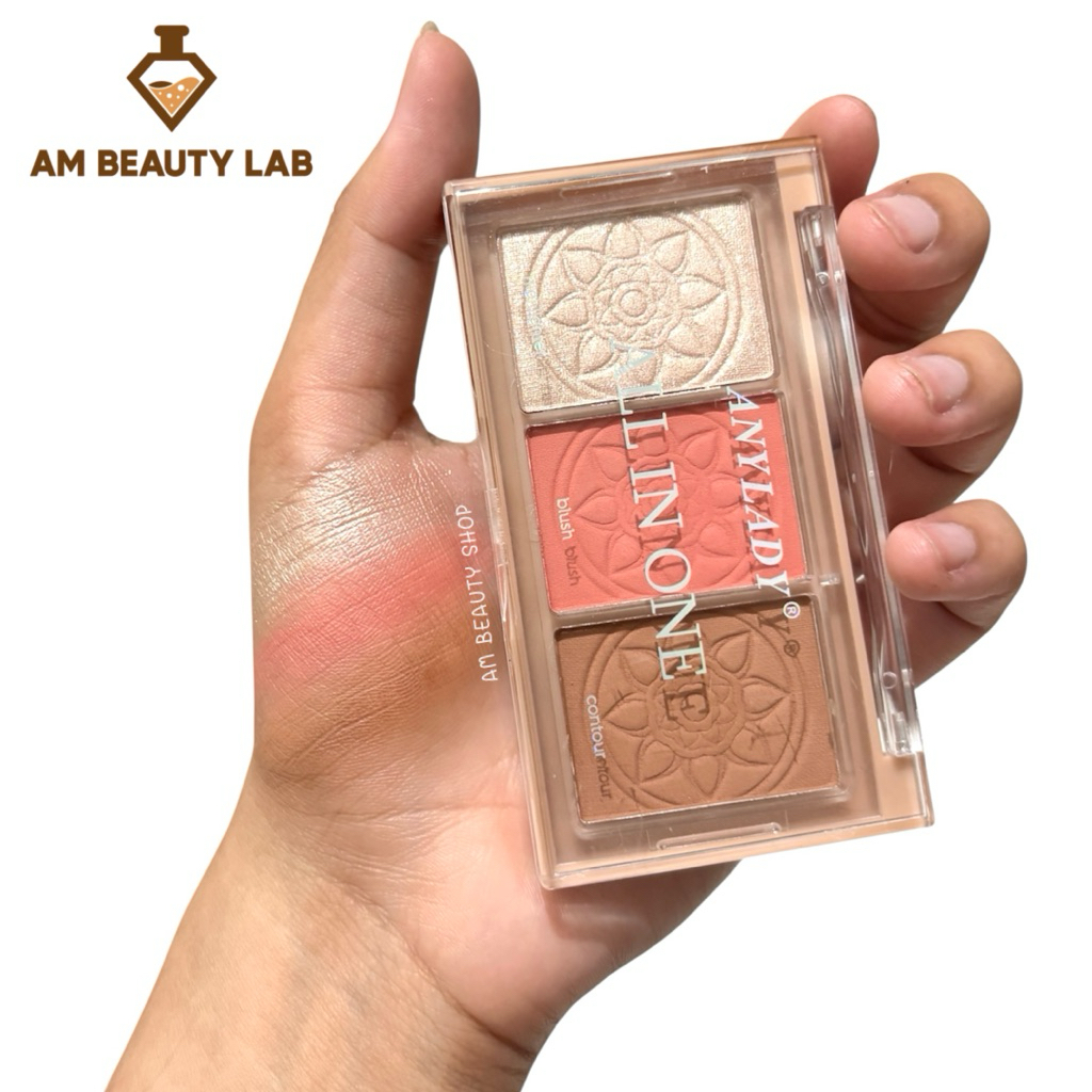 ไฮไลท์ คอนทัวร์ บลัชออน ในตลับเดียว Anylady highlighter blush contour สีสวยมาก ตลับเดียวครบ คุ้มมาก